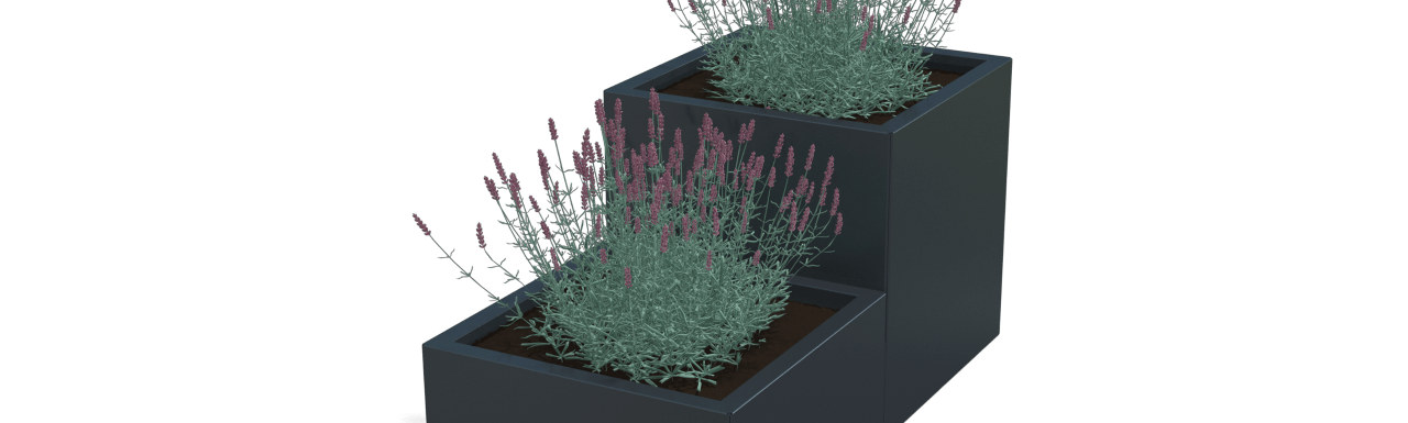 Jardinera de acero con tratamiento electrostático de escalera