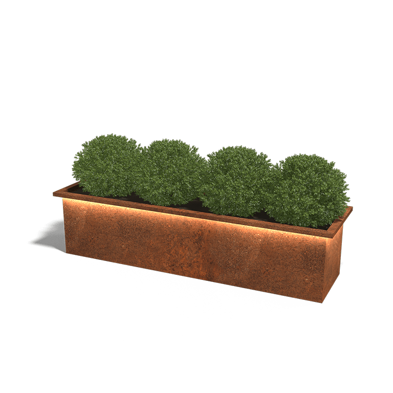 Jardinera de acero corten con LED