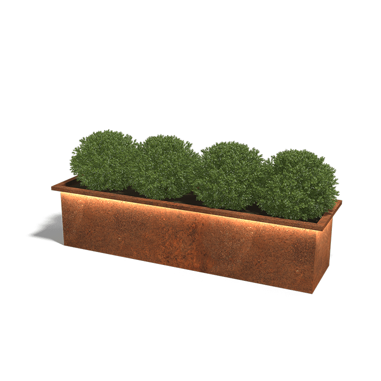 Jardinera de acero corten con LED