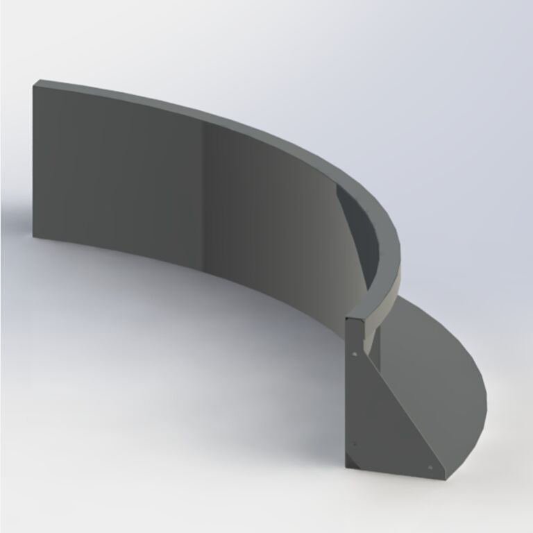 Curva interior de acero con recubrimiento de polvo 100 x 100 cm (altura 30 cm)