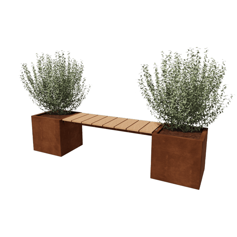 Jardinera de acero corten con asiento Vegas Miami