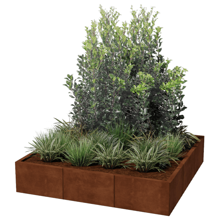 Jardinera de acero corten Miami xxl 150 x 150 cm