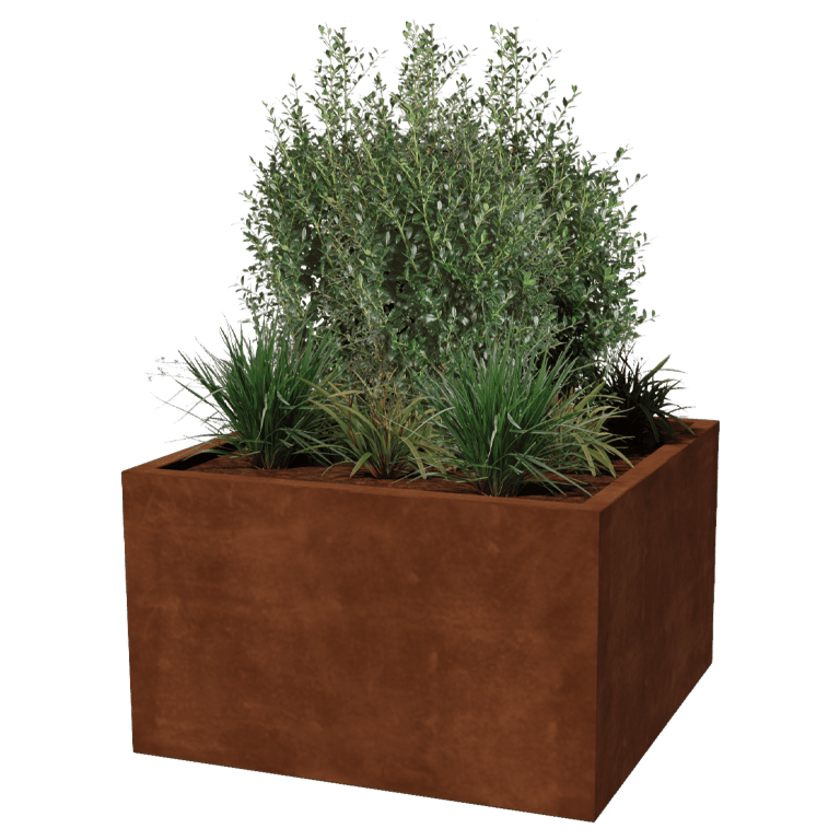 Jardinera de acero corten soldada Montana 100 x 100 x 60 cm