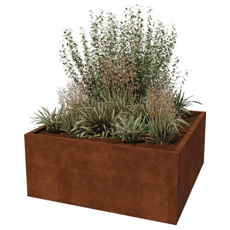 Jardinera de acero corten soldada Montana 140 x 140 x 60 cm