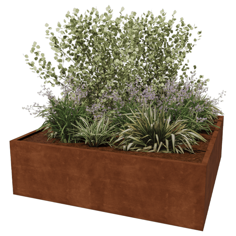 Jardinera de acero corten soldada Montana 200 x 200 x 60 cm