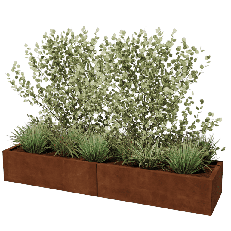 Jardinera de acero corten Texas xxl 200 x 50 cm