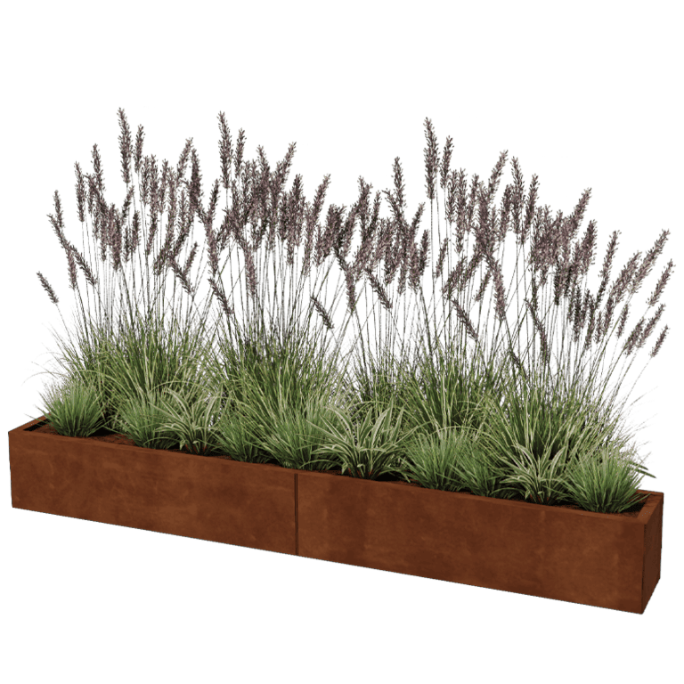 Jardinera de acero corten Texas xxl 240 x 30 cm
