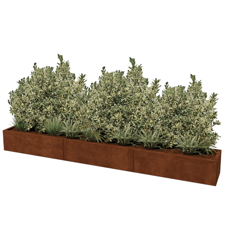 Jardinera de acero corten Texas xxl 300 x 40 cm