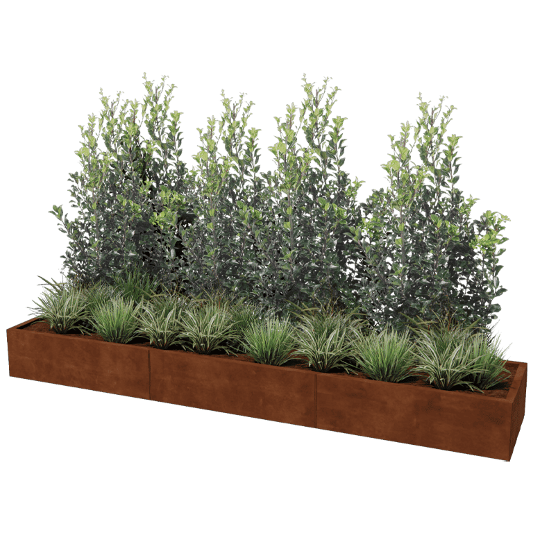 Jardinera de acero corten Texas xxl 300 x 60 cm