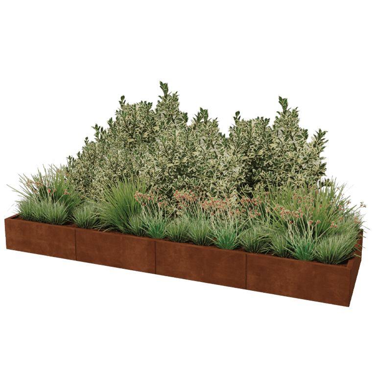 Jardinera de acero corten Texas xxl 320 x 100 cm