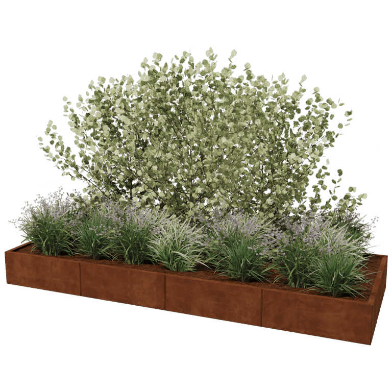 Jardinera de acero corten Texas xxl 320 x 120 cm