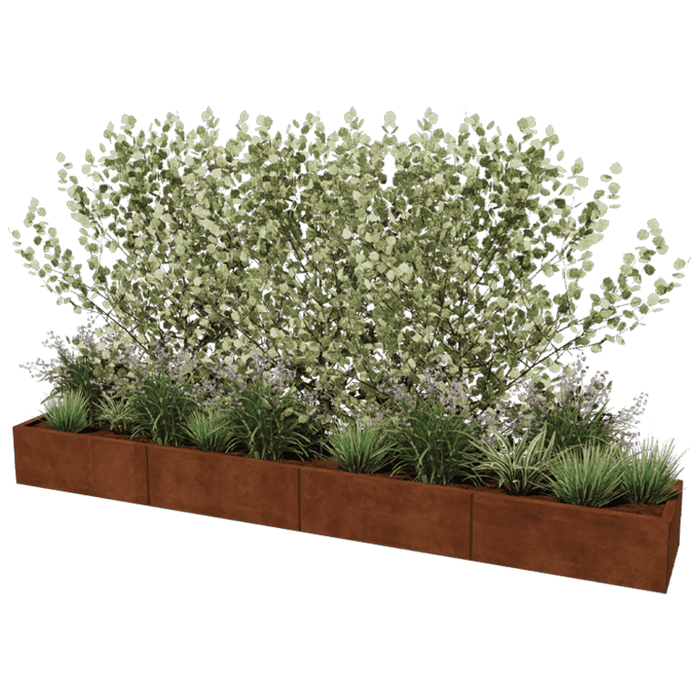 Jardinera de acero corten Texas xxl 320 x 50 cm