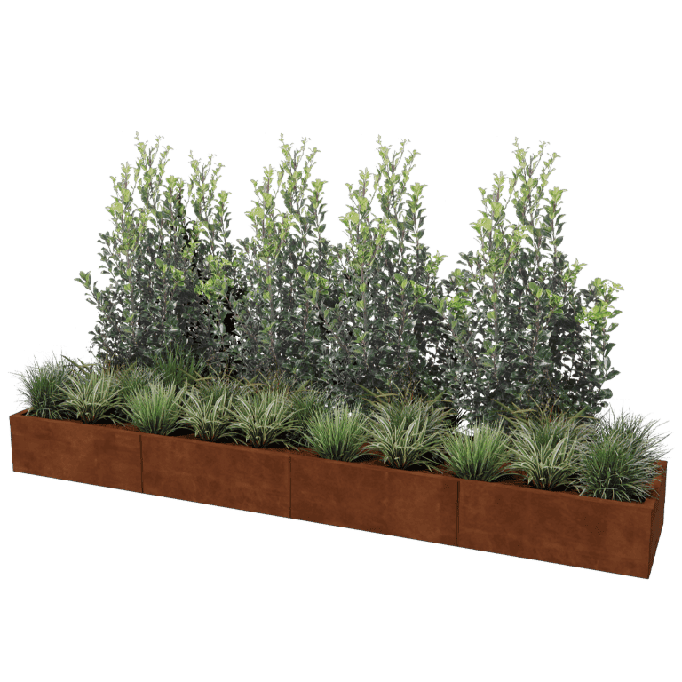 Jardinera de acero corten Texas xxl 320 x 60 cm