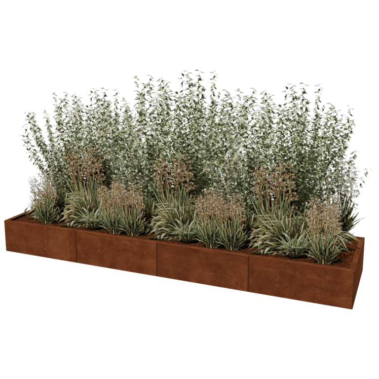 Jardinera de acero corten Texas xxl 320 x 80 cm