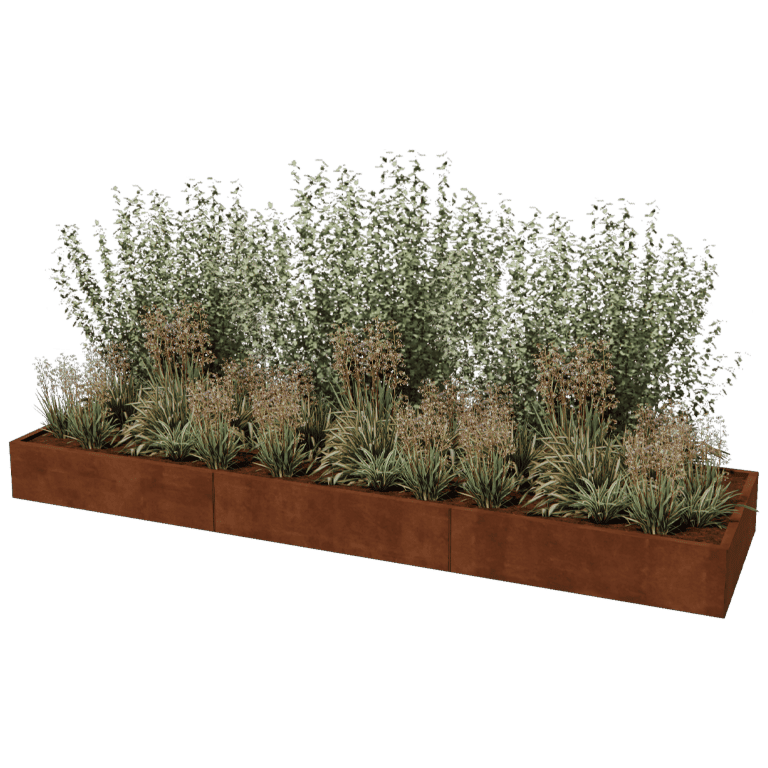 Jardinera de acero corten Texas xxl 360 x 100 cm