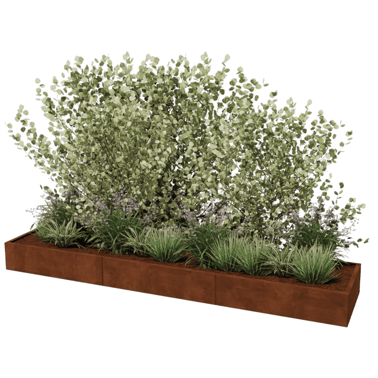 Jardinera de acero corten Texas xxl 360 x 80 cm