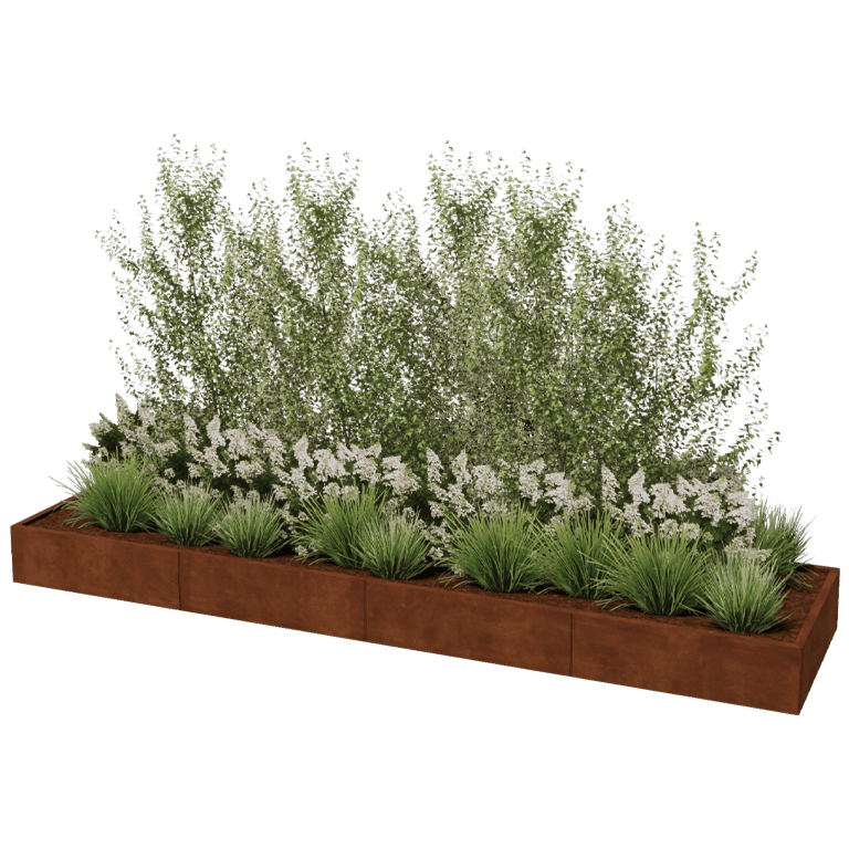 Jardinera de acero corten Texas xxl 400 x 100 cm