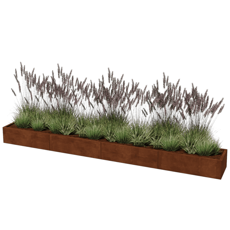 Jardinera de acero corten Texas xxl 400 x 50 cm