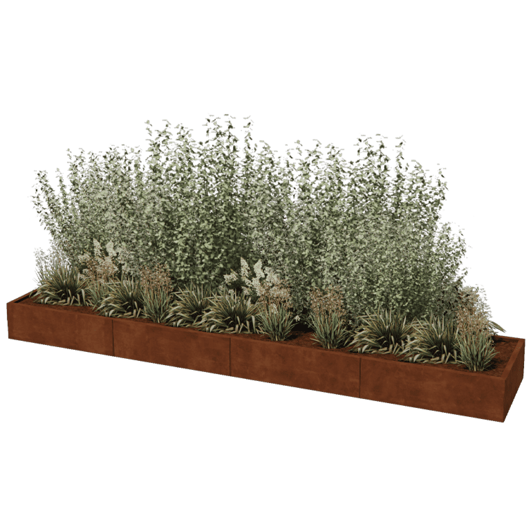 Jardinera de acero corten Texas xxl 400 x 80 cm