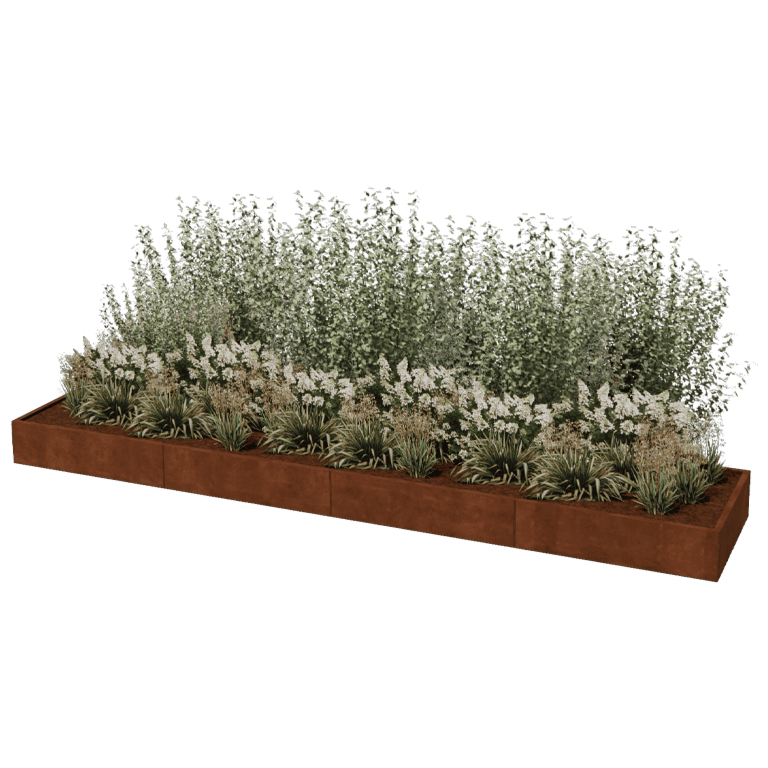 Jardinera de acero corten Texas xxl 480 x 100 cm
