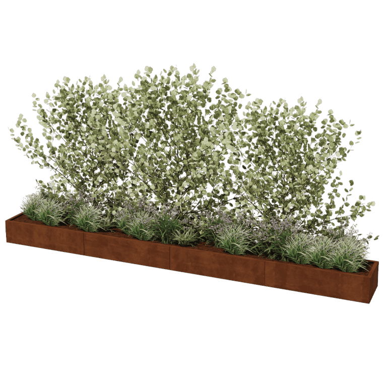 Jardinera de acero corten Texas xxl 480 x 50 cm