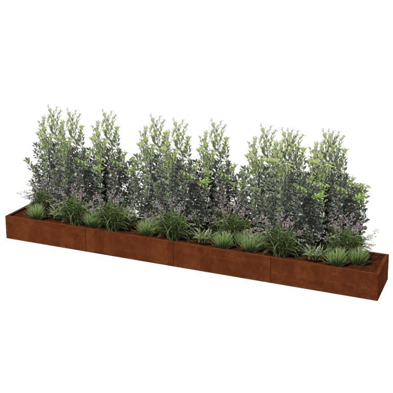 Jardinera de acero corten Texas xxl 480 x 60 cm