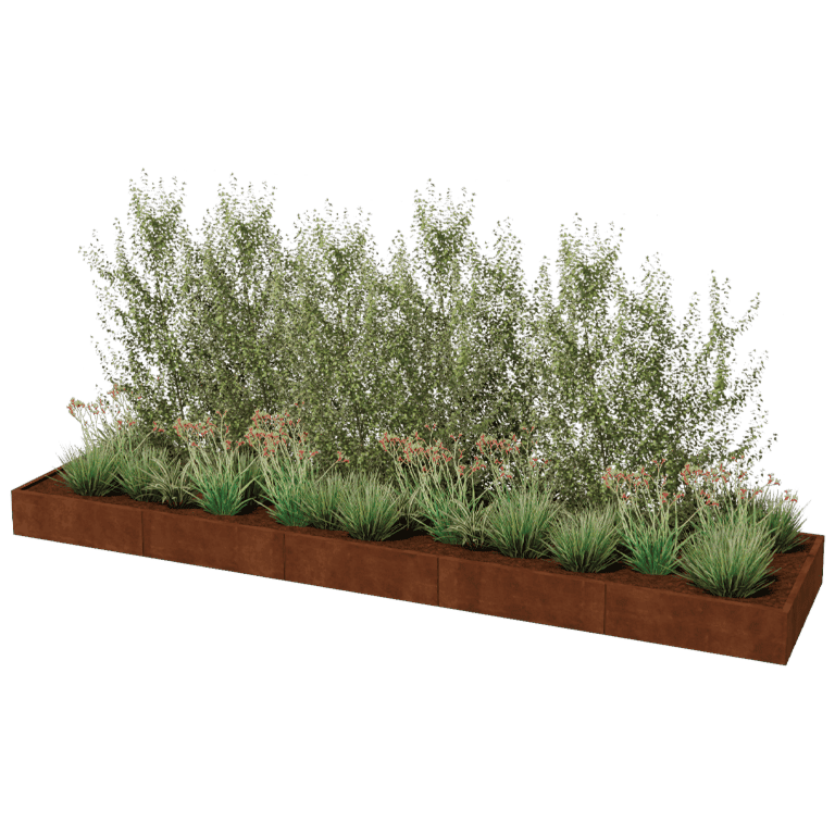 Jardinera de acero corten Texas xxl 500 x 120 cm