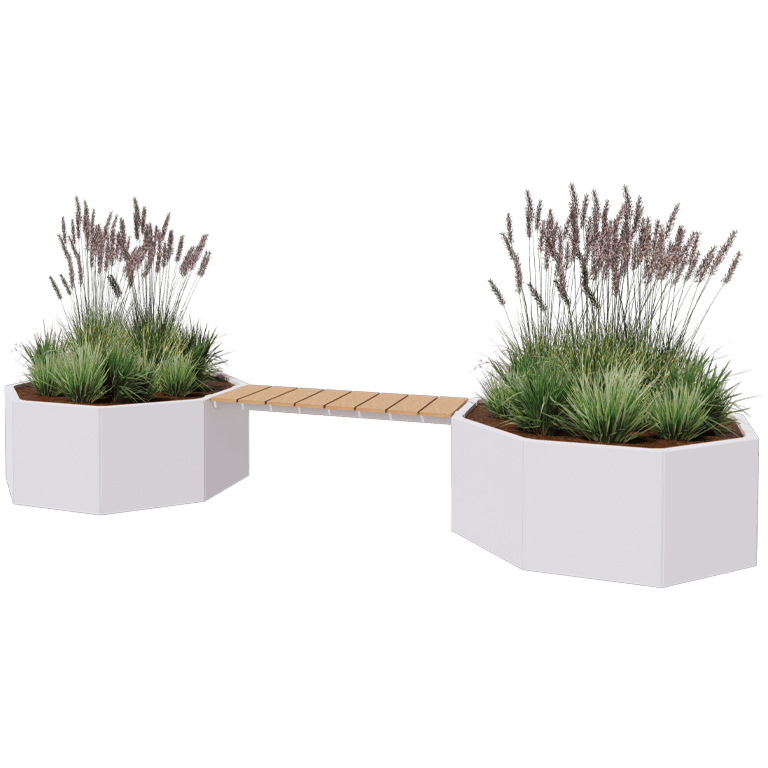 Jardinera de acero con tratamiento electrostático con asiento Vegas Chicago