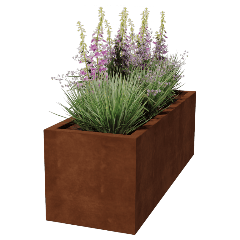 Jardinera de acero corten soldada Montana 150 x 50 x 50 cm