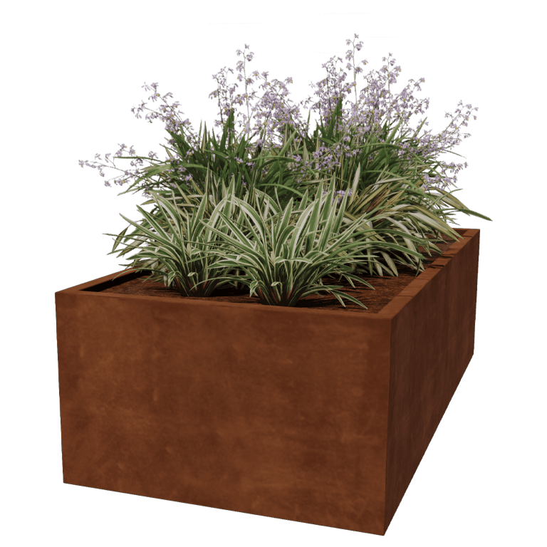 Jardinera de acero corten soldada Montana 200 x 100 x 60 cm