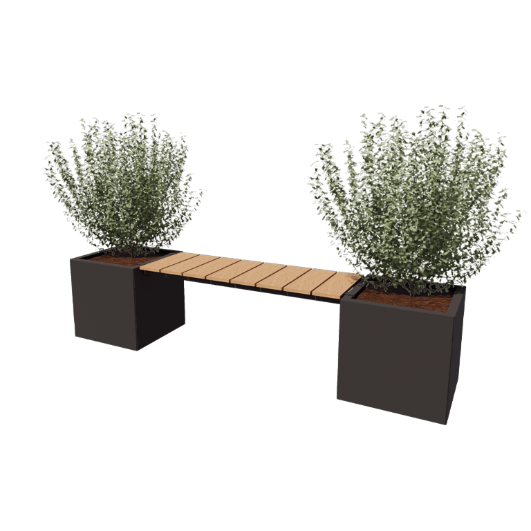 Jardinera de acero con tratamiento electrostático con asiento Vegas Miami