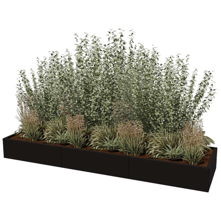 Jardinera de acero con tratamiento electrostático Texas xxl 300 x 80 cm