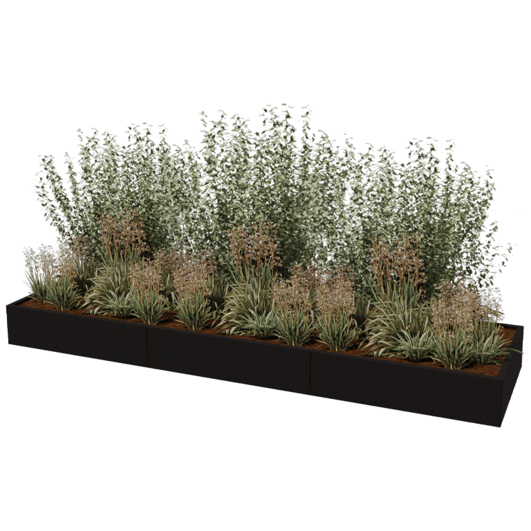 Jardinera de acero con tratamiento electrostático Texas xxl 360 x 100 cm