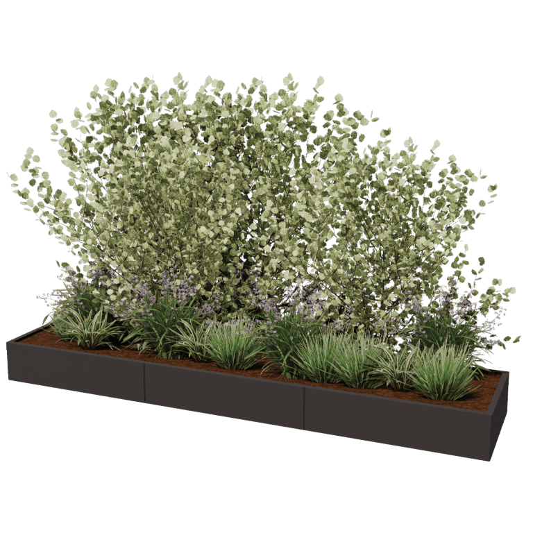 Jardinera de acero con tratamiento electrostático Texas xxl 360 x 80 cm