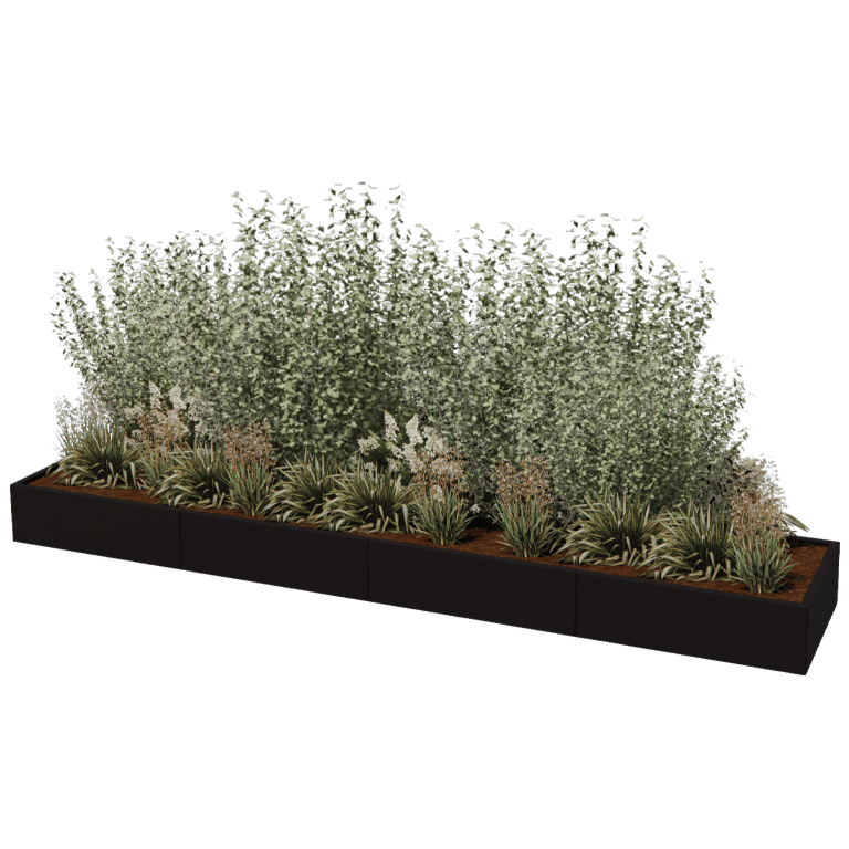 Jardinera de acero con tratamiento electrostático Texas xxl 400 x 80 cm