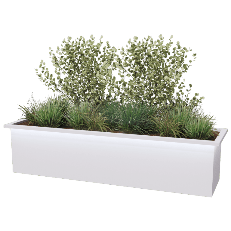 Jardinera de acero con tratamiento electrostático Alabama y LED 200 x 50 x 50 cm