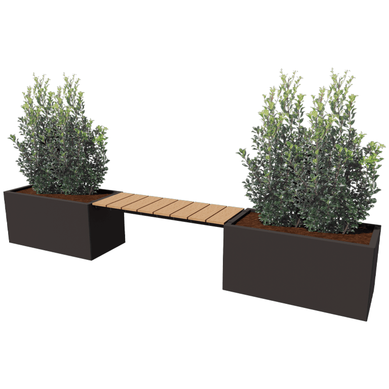 Jardinera de acero con tratamiento electrostático con asiento Vegas Texas
