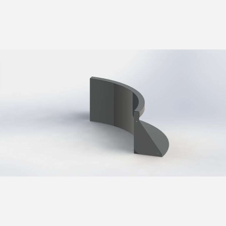 Curva interior de acero con recubrimiento de polvo 500x500mm (altura 300mm)