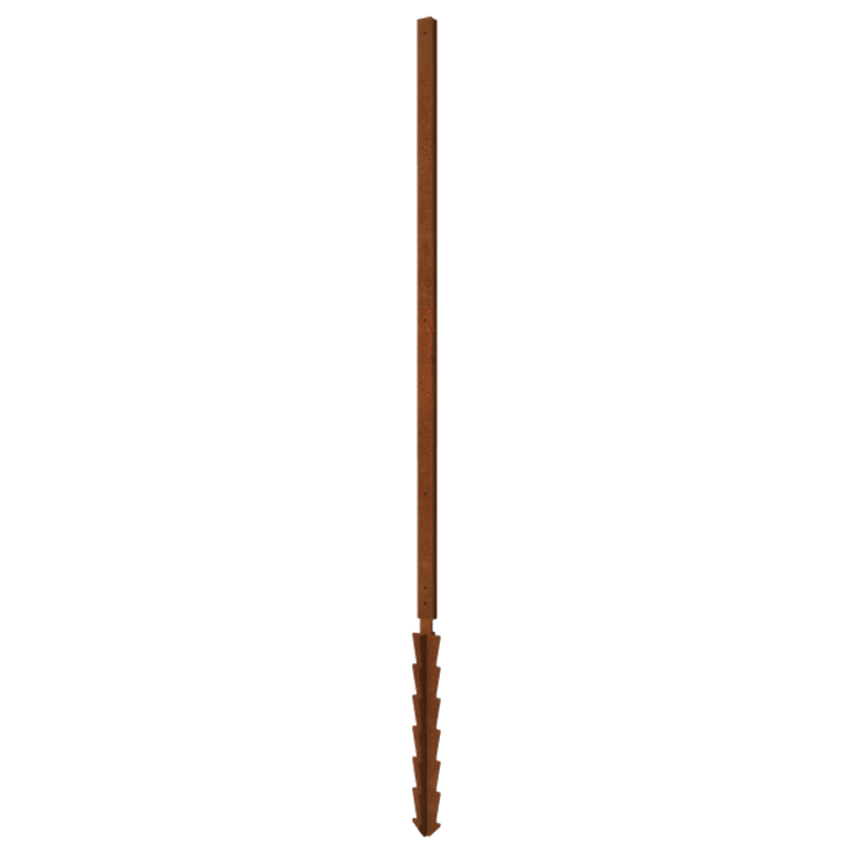 Poste recto de acero corten con estaca de tierra 190 x 6 x 3 cm