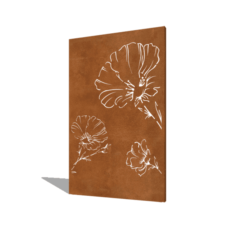 Panel de acero corten amapola 120 x 6 x 190 cm