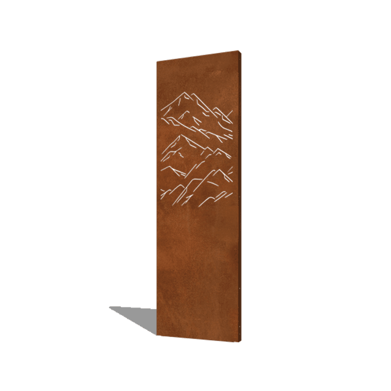 Panel de acero corten montañas composición 1 60 x 6 x 190 cm