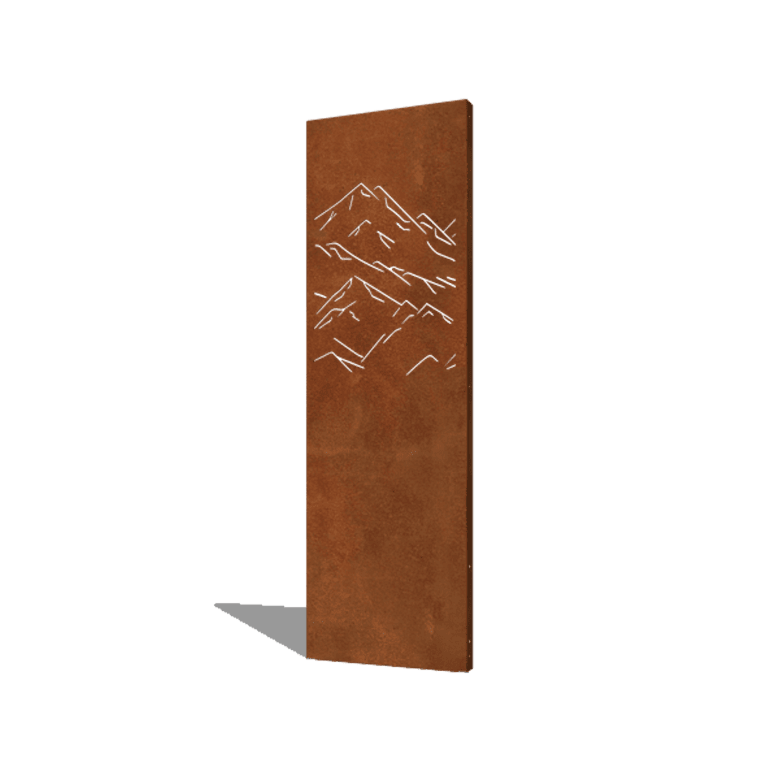 Panel de acero corten montañas composición 3 60 x 6 x 190 cm