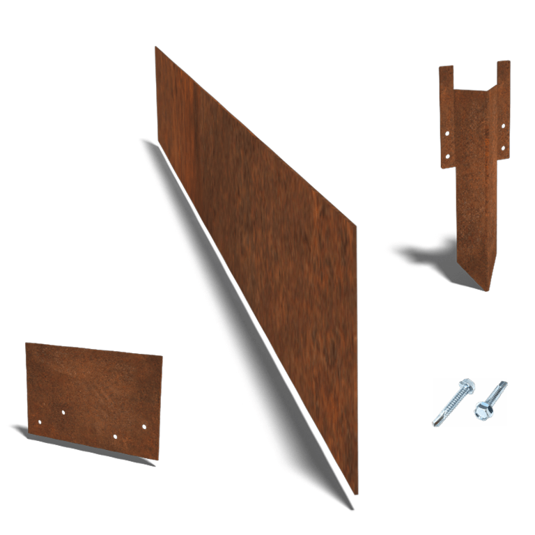 Bordura de acero corten recta 15 cm juego completo de 15metros