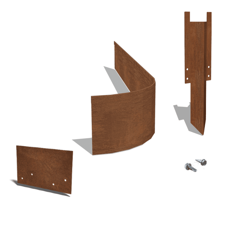 Bordura FLEX de acero corten de borde doblado 23 cm juego completo de 24 metros