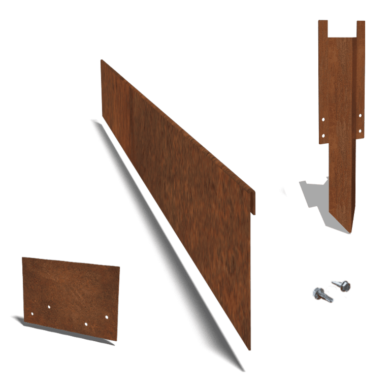 Bordura de acero corten de borde doblado 23 cm juego completo de 15 metros