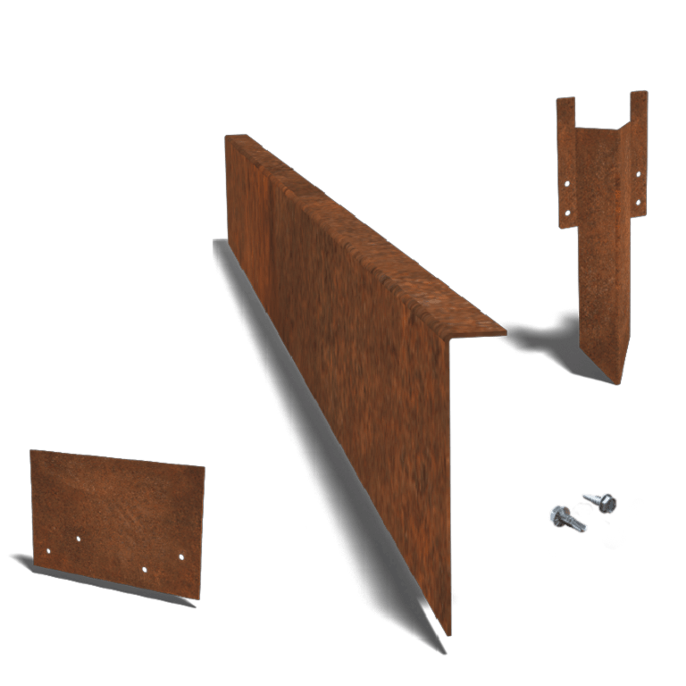 Bordura de acero corten de borde en ángulo recto 12 cm juego completo de 15metros