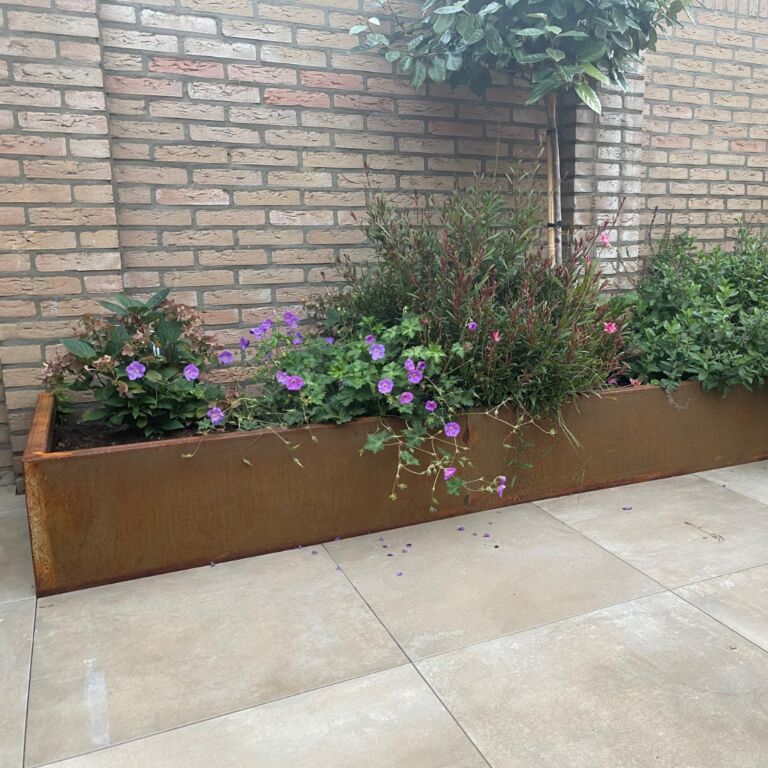 Muro de contención de acero corten recto 2000 mm (altura 300 mm)