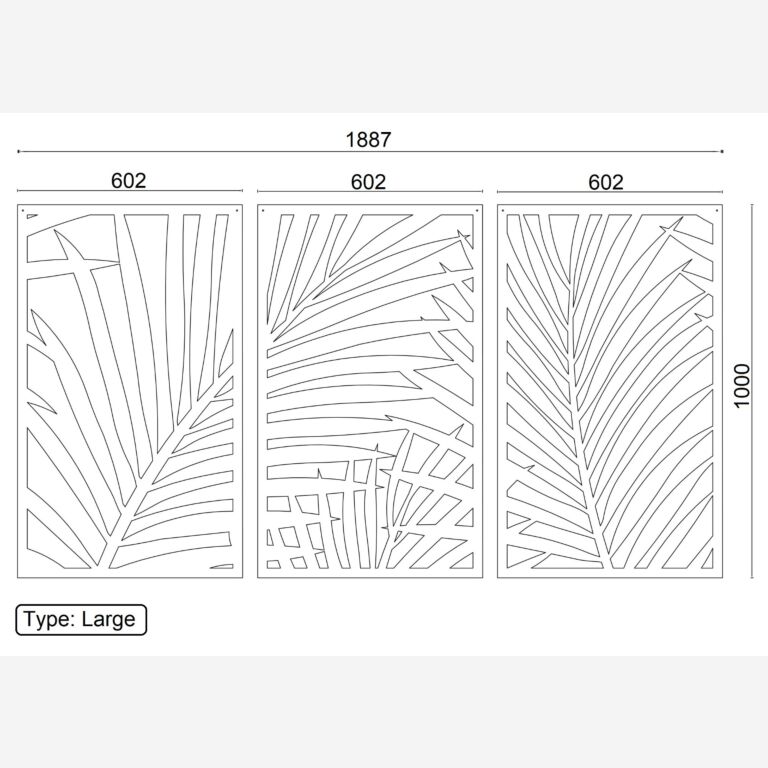 Decoración metálica de pared Helechos 3 partes