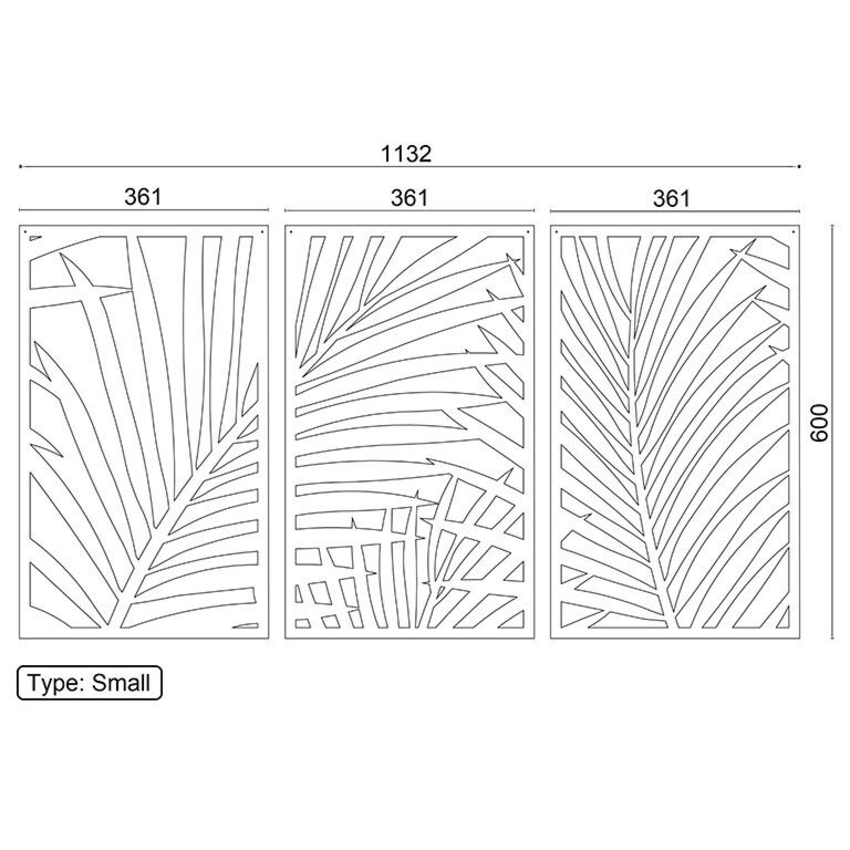 Decoración metálica de pared Ferns 3-parts