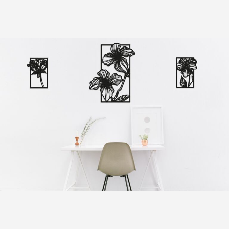 Decoración metálica de pared Flores 3 partes